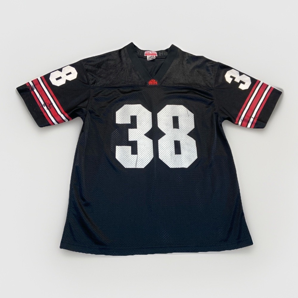 Mac Tools Football Jersey Mens L Black Red Y2k Vintage Shirt Mechanic
